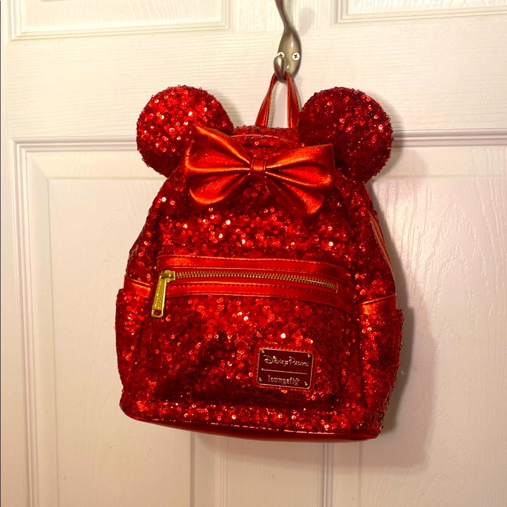 Disney Red Sequined Mouse Ears Mini Backpack